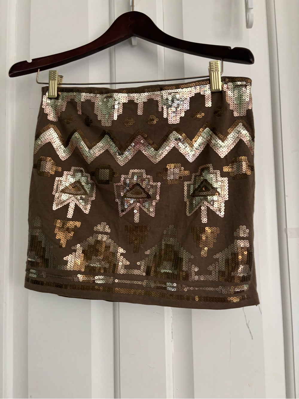 Sequin Embellished Brown Mini Skirt wet seal medium